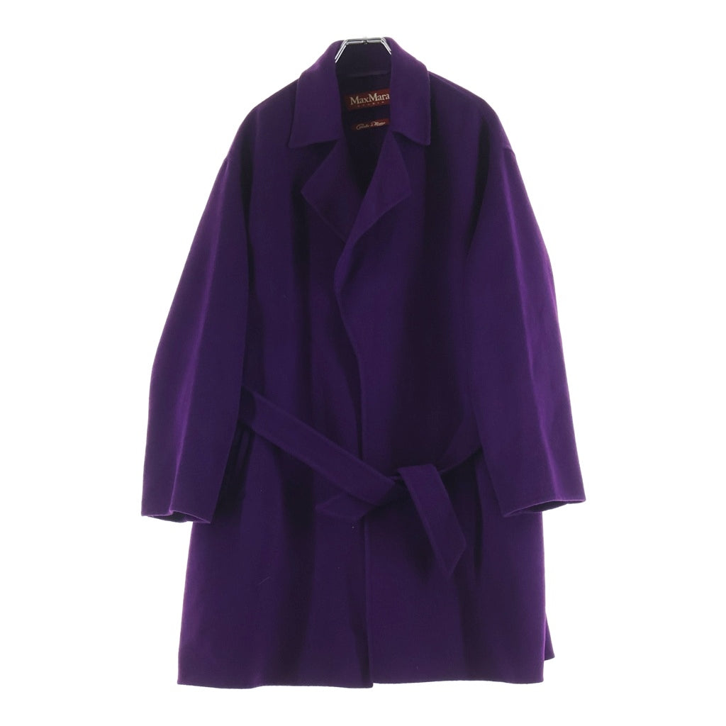 Max Mara(マックスマーラ) カシミヤ混 ウール ガウン ロング チェスター コート パープル レディース