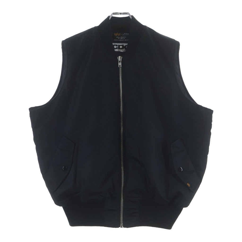 COMME des GARCONS CDG(コムデギャルソン シーディージー) xALPHA INDUSTRIES MA-1 VEST SZ-V001 ×アルファ バックロゴ エムエーワンベスト ブラック