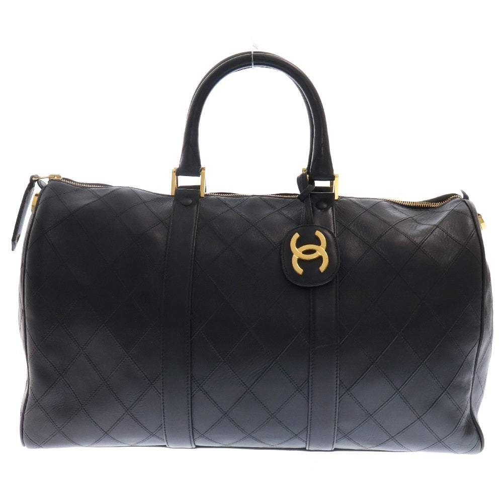 CHANEL(シャネル) ビコローレ ボストンバッグ ハンドバッグ ブラック ラムスキン GD金具