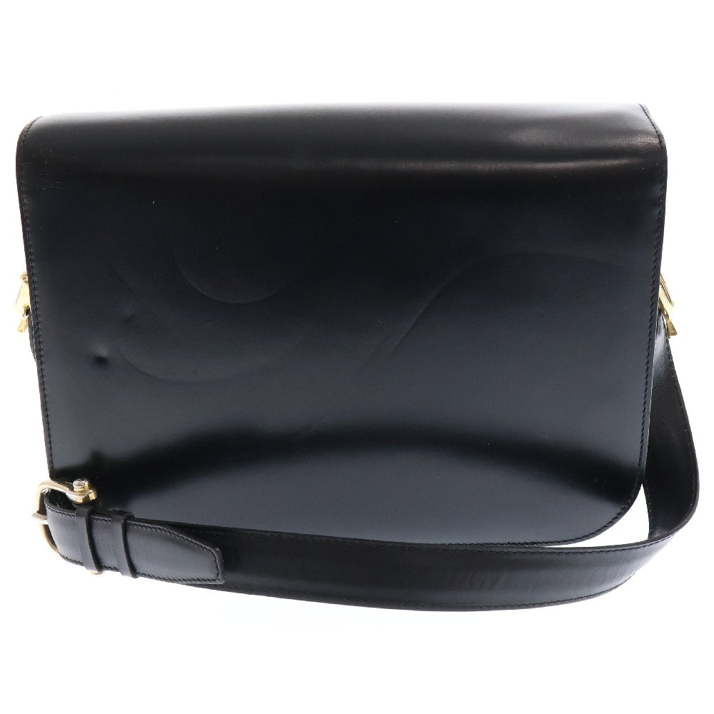 CELINE(セリーヌ) ヴィンテージ 馬車金具 ホースキャリッジ レザーショルダーバッグ ブラック