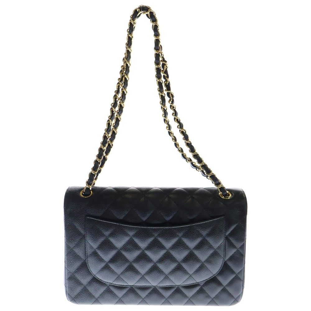 CHANEL(シャネル) マトラッセ30 Wフラップ キャビアスキン レザーWチェーンショルダーバッグ GD金具 ブラック