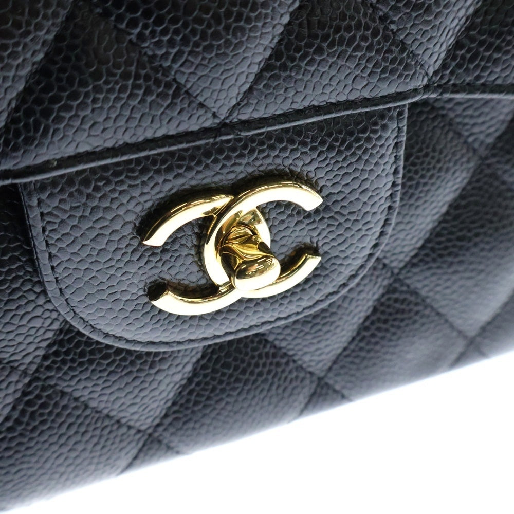 CHANEL(シャネル) マトラッセ30 Wフラップ キャビアスキン レザーWチェーンショルダーバッグ GD金具 ブラック