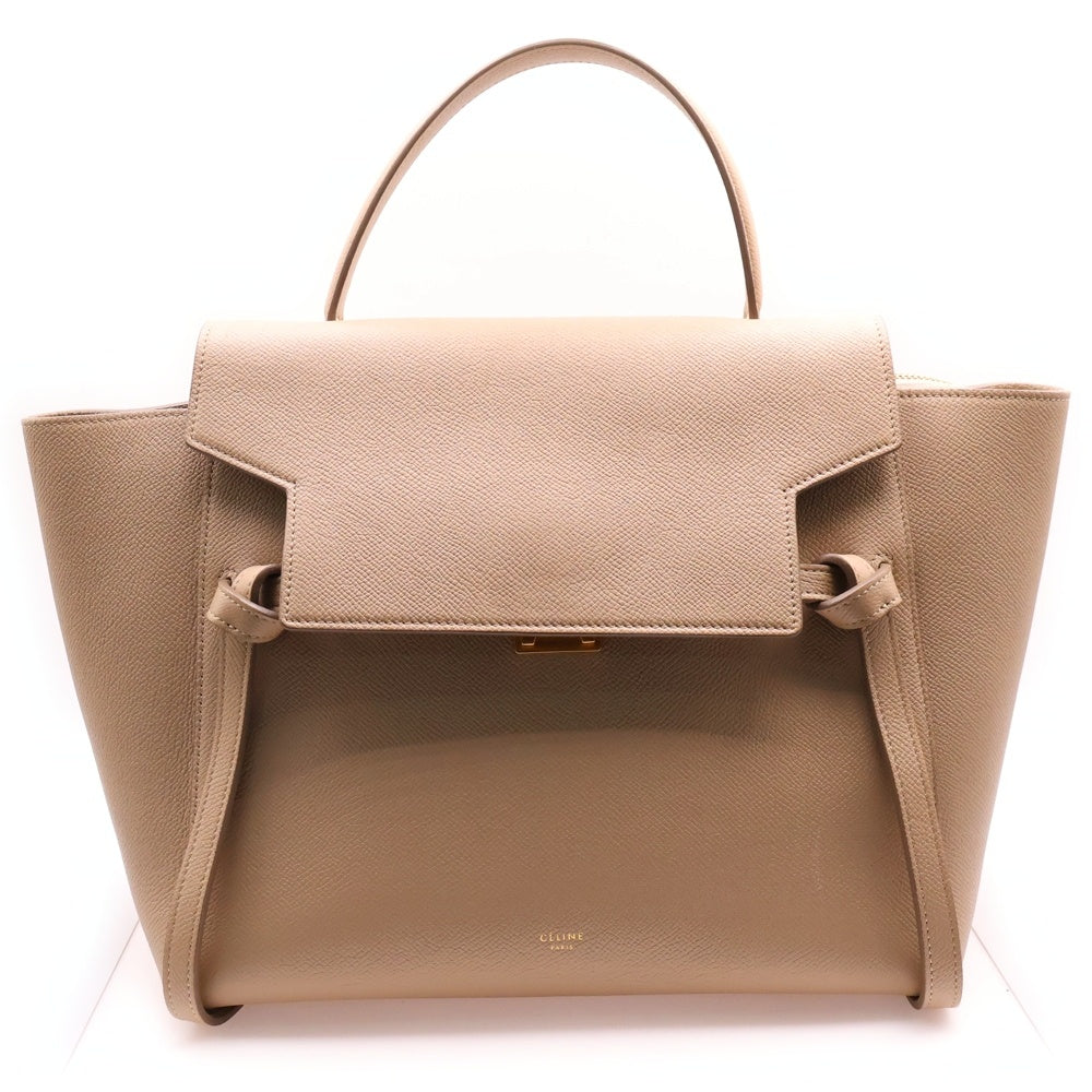 CELINE(セリーヌ) ベルトバッグ 2WAYバッグ ショルダーバッグ ハンドバッグ ゴールド金具 スモール レザー ベージュ