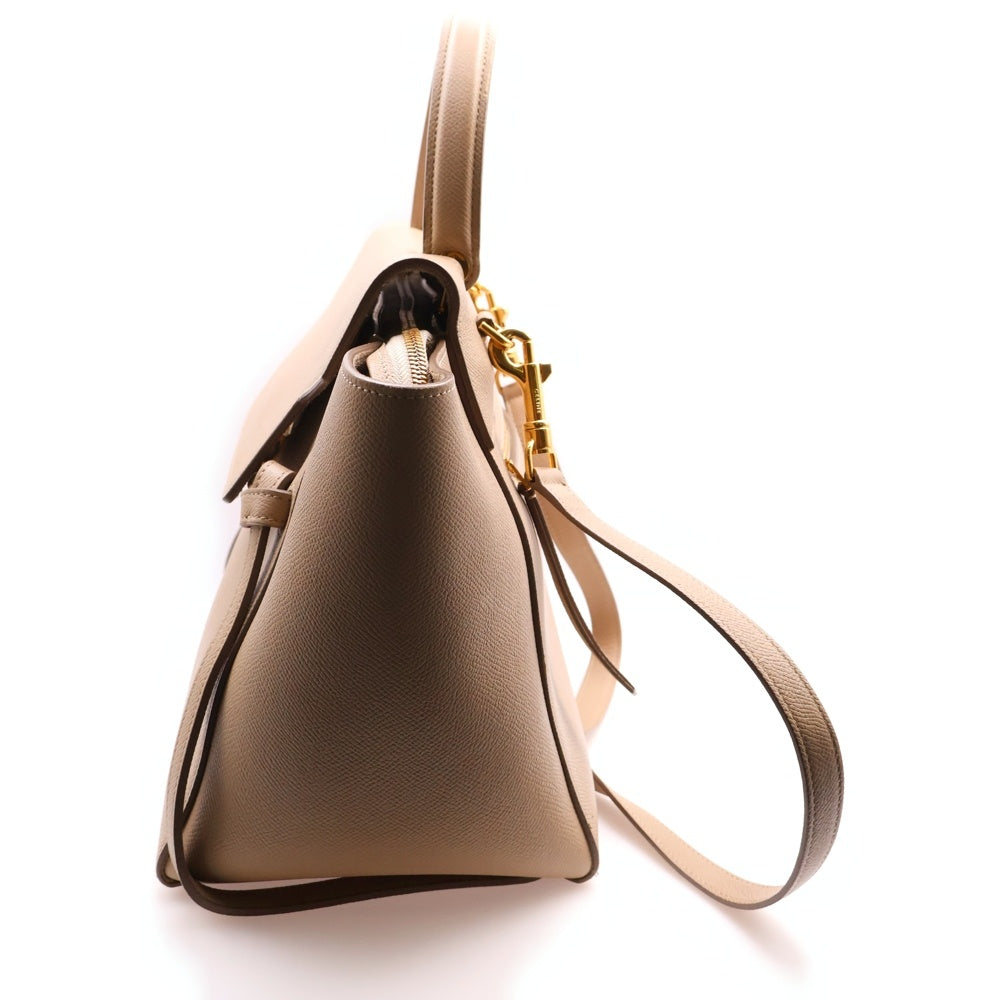 CELINE(セリーヌ) ベルトバッグ 2WAYバッグ ショルダーバッグ ハンドバッグ ゴールド金具 スモール レザー ベージュ