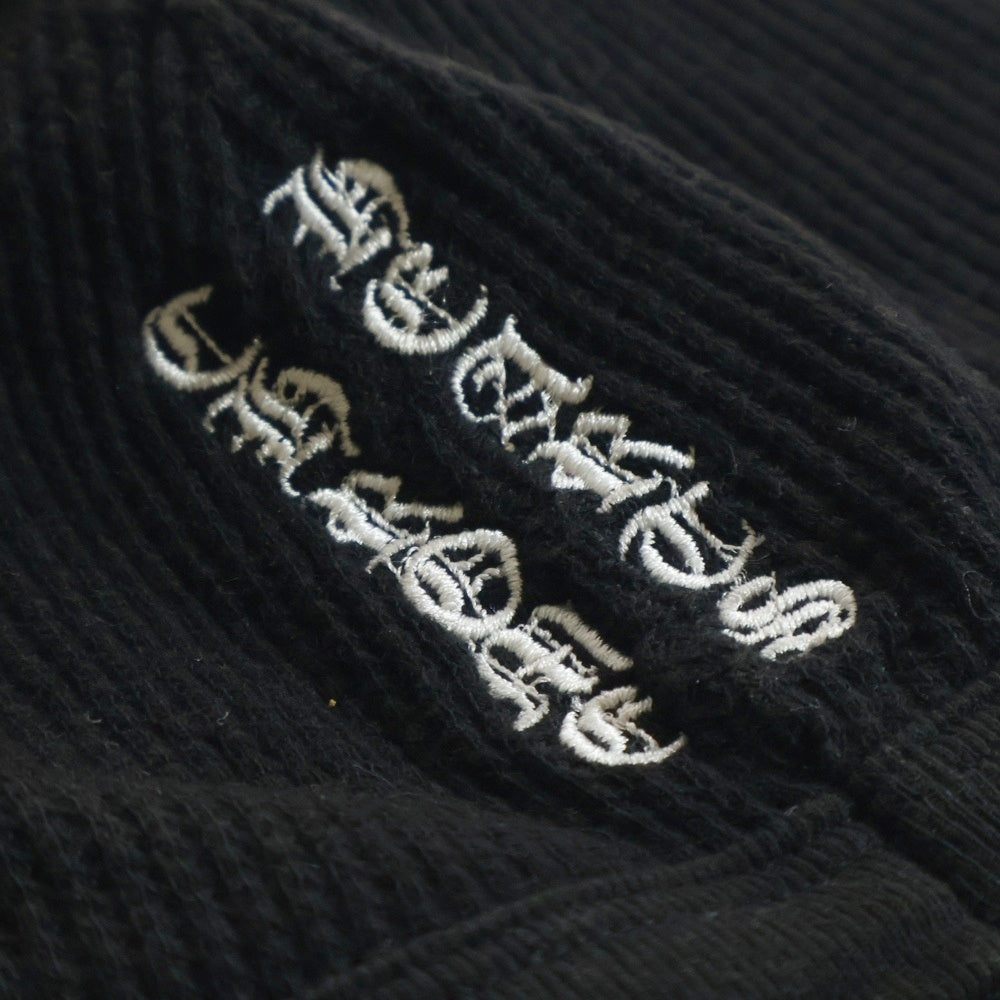 CHROME HEARTS(クロムハーツ) CHクロス ロゴ刺繍 サーマル ワッフル生地 ニットキャップ ビーニー 帽子 ブラック