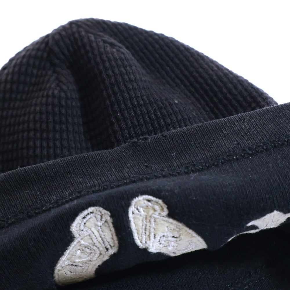 CHROME HEARTS(クロムハーツ) CHプラス ホースシュー刺繍 サーマル ワッフル生地 ニットキャップ ビーニー 帽子 ブラック
