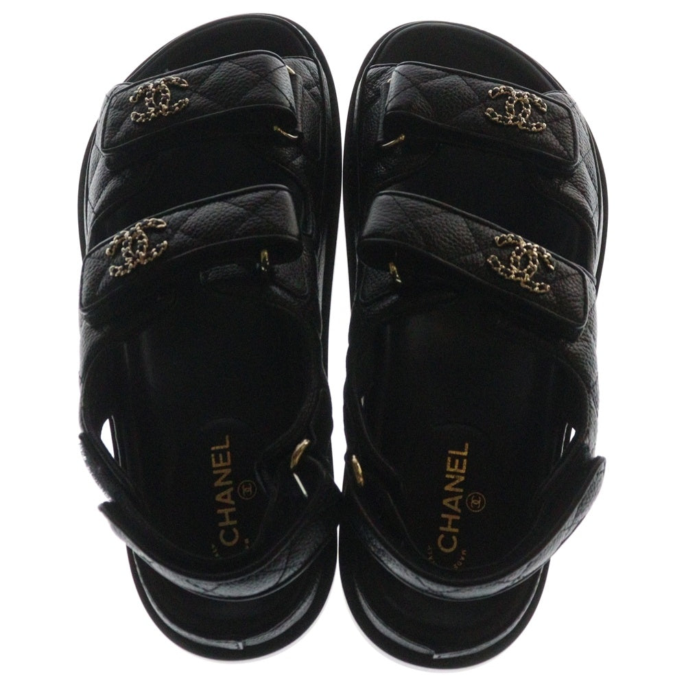 CHANEL(シャネル) フットヘッドサンダル ココマーク グレインド カーフスキン ブラック 37C G35927