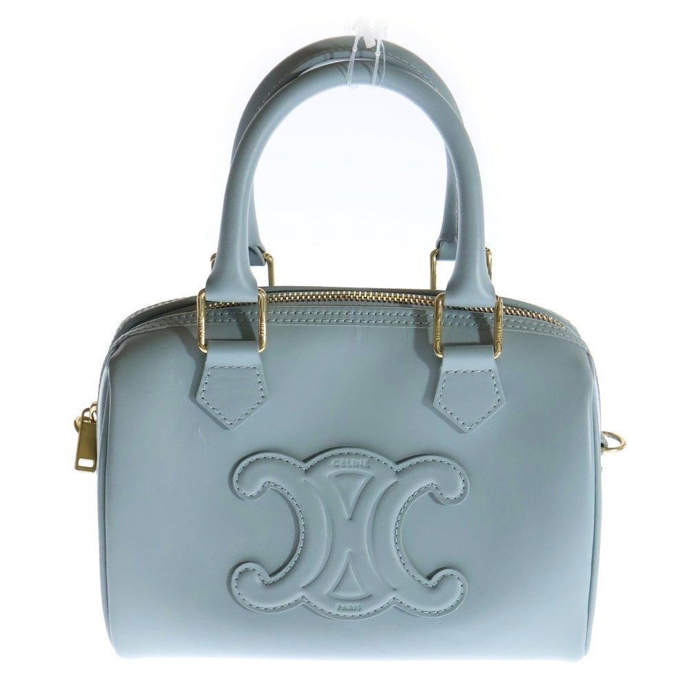 CELINE(セリーヌ) キュイル トリオンフスモールボストン ブルー レザー 2WAY ハンドバッグ ショルダーバッグ
