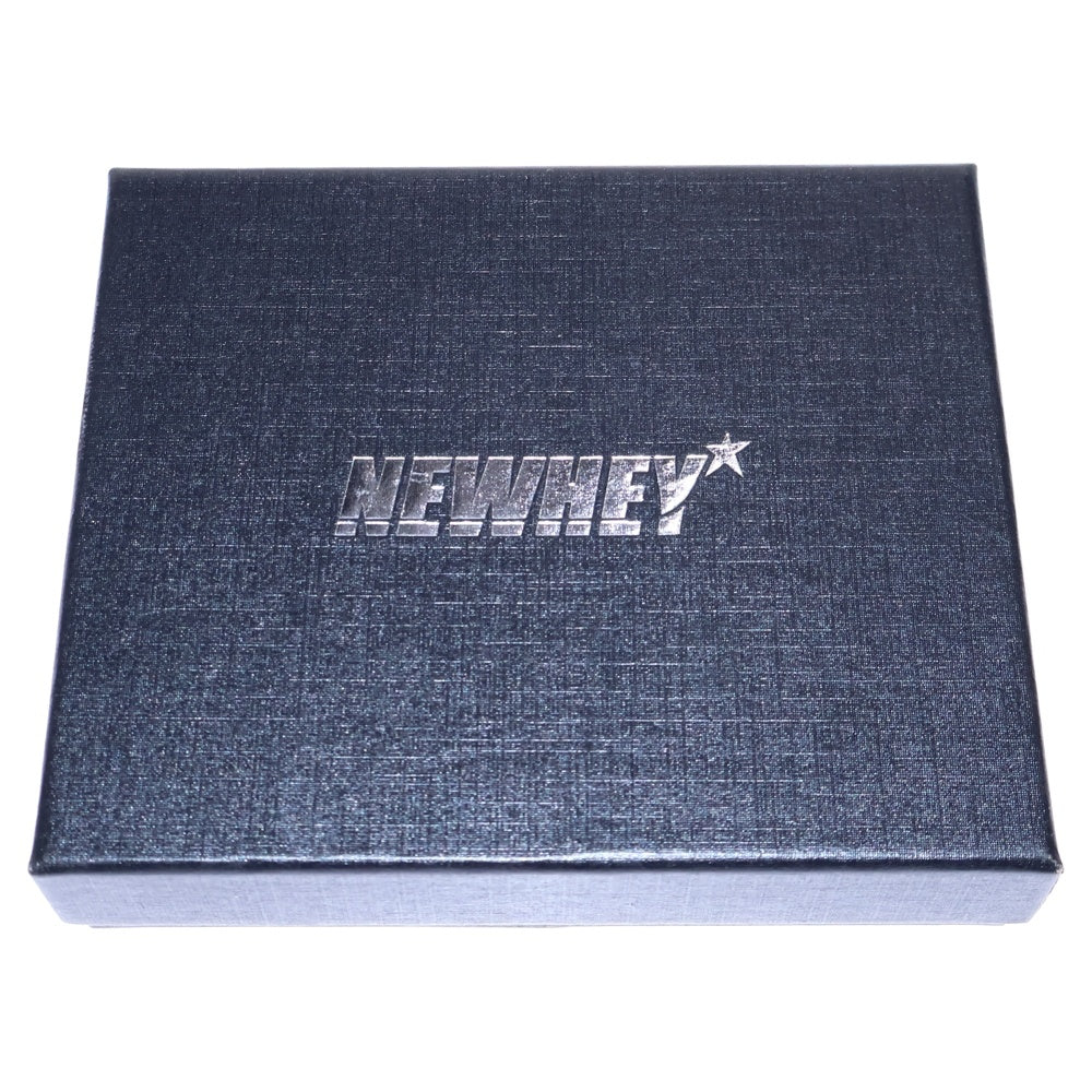 New interesse(ノイインテレッセ) コンパクトウォレット 二つ折り財布 カードケース ブラック レザー シルバー金具