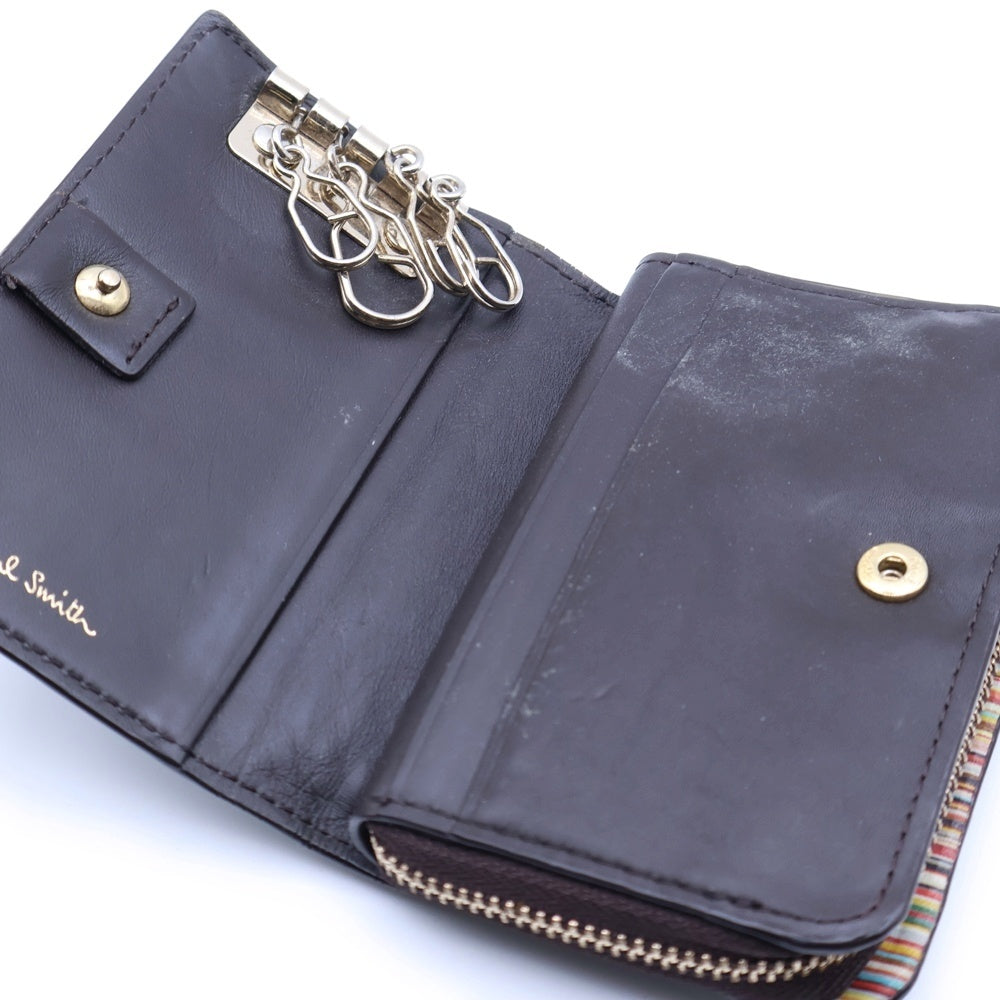 Paul Smith(ポールスミス) コインケース キーリング キーホルダー キーケース ブラウン ゴールド金具 レザー