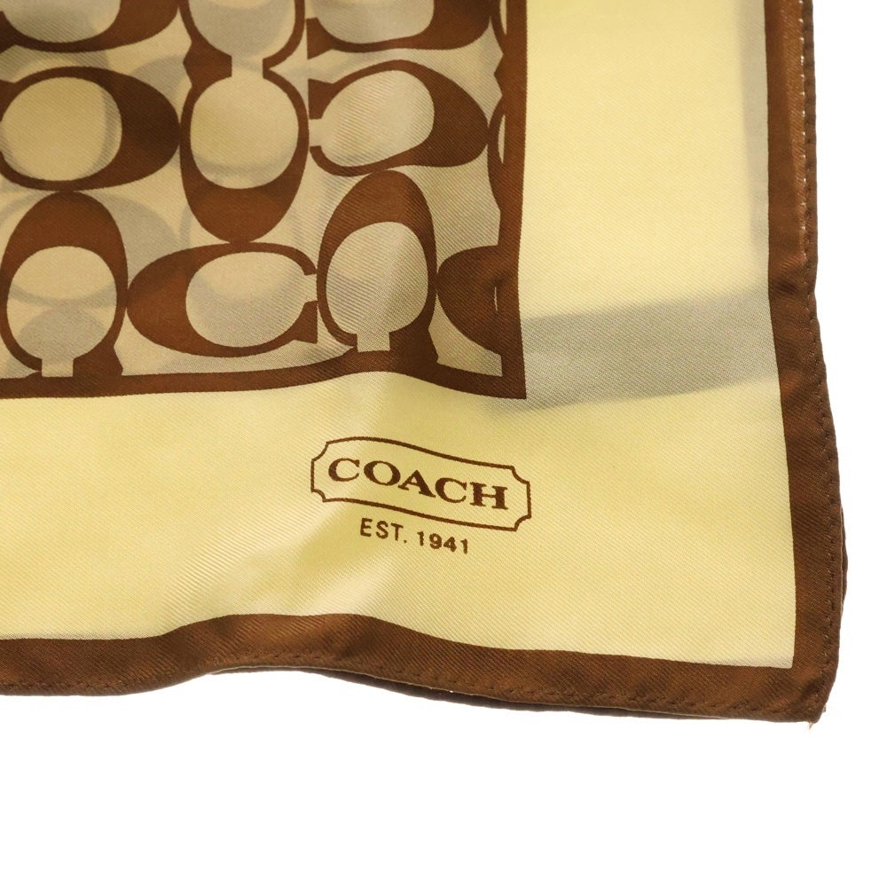 COACH(コーチ) ロゴ シルクスカーフ ベージュ 〇