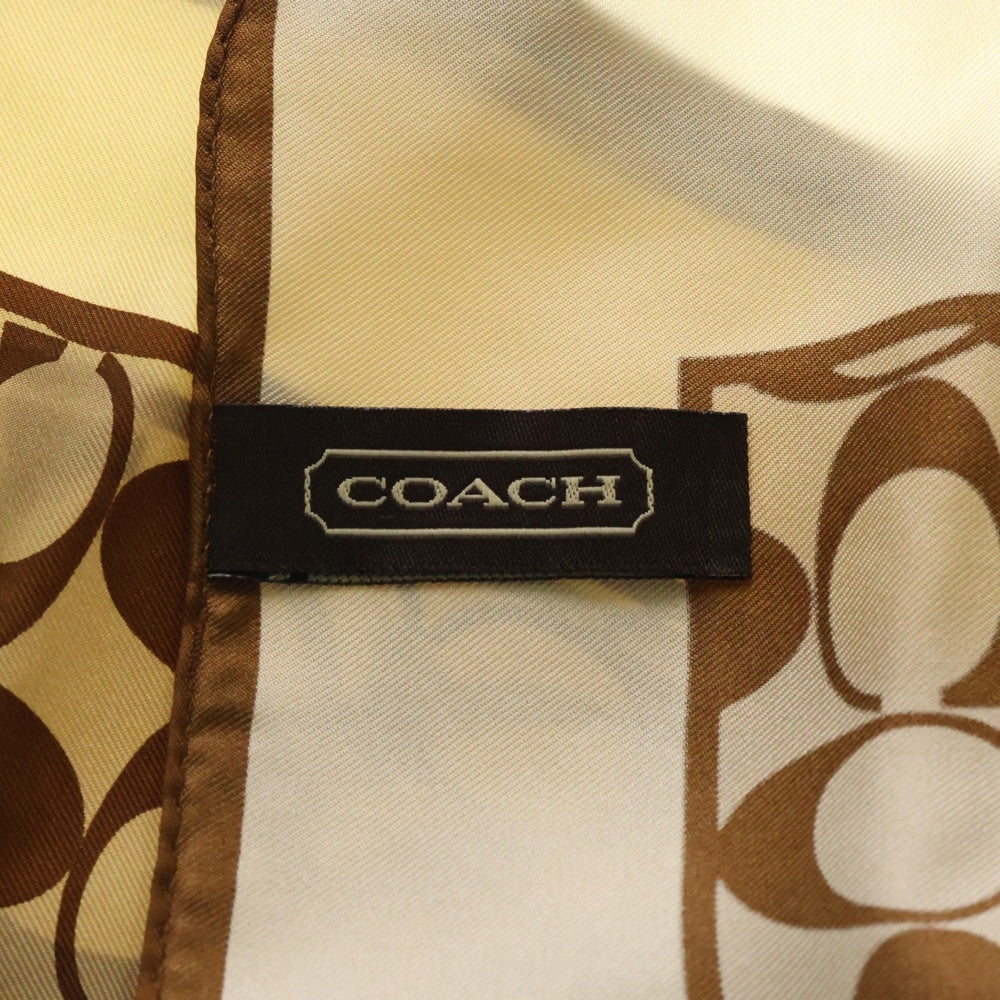 COACH(コーチ) ロゴ シルクスカーフ ベージュ 〇