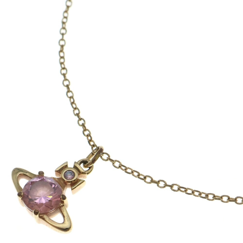 Vivienne Westwood(ヴィヴィアンウエストウッド) オーブ ストーン ネックレス ペンダント チェーン ゴールド金具 ピンク 3.8g