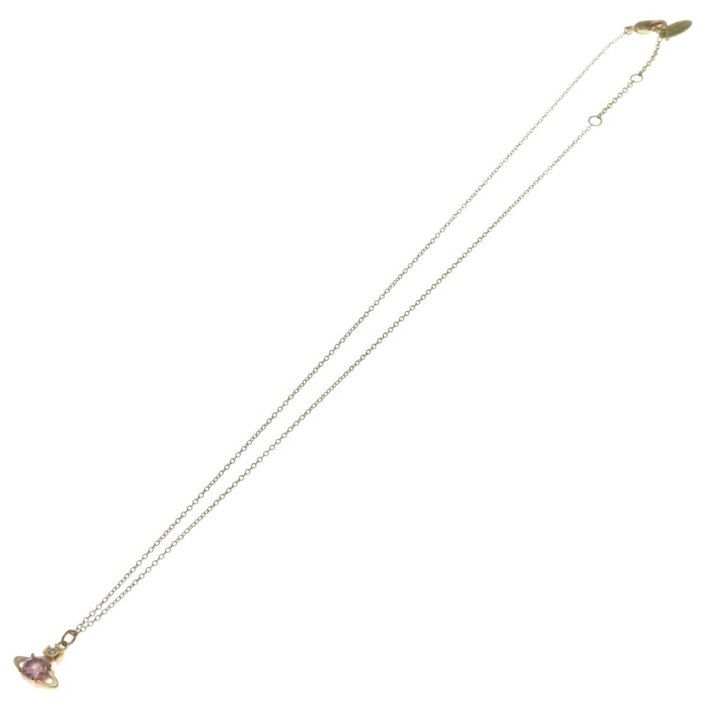 Vivienne Westwood(ヴィヴィアンウエストウッド) オーブ ストーン ネックレス ペンダント チェーン ゴールド金具 ピンク 3.8g