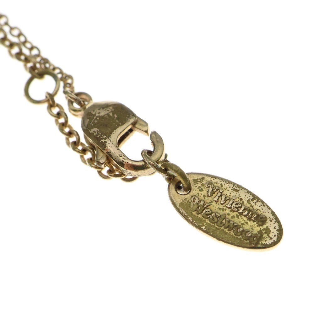 Vivienne Westwood(ヴィヴィアンウエストウッド) オーブ ストーン ネックレス ペンダント チェーン ゴールド金具 ピンク 3.8g