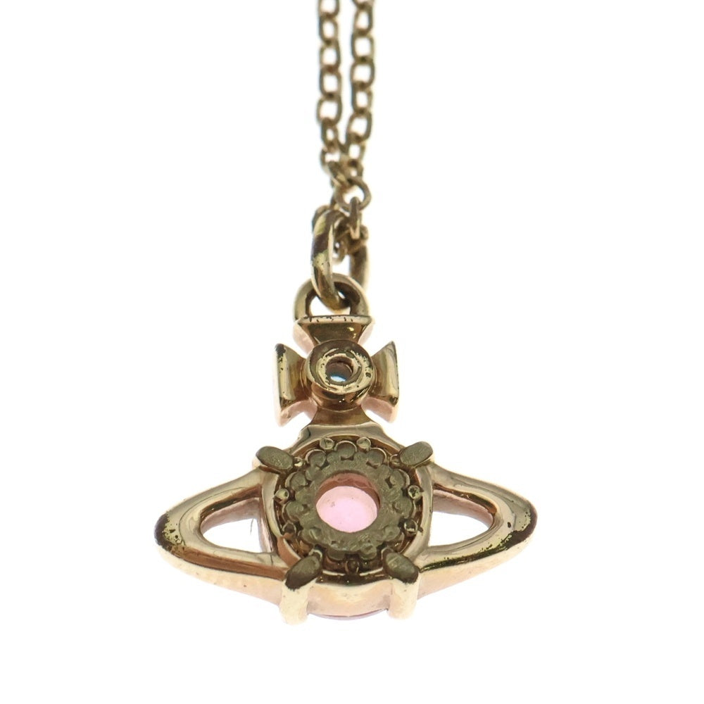 Vivienne Westwood(ヴィヴィアンウエストウッド) オーブ ストーン ネックレス ペンダント チェーン ゴールド金具 ピンク 3.8g