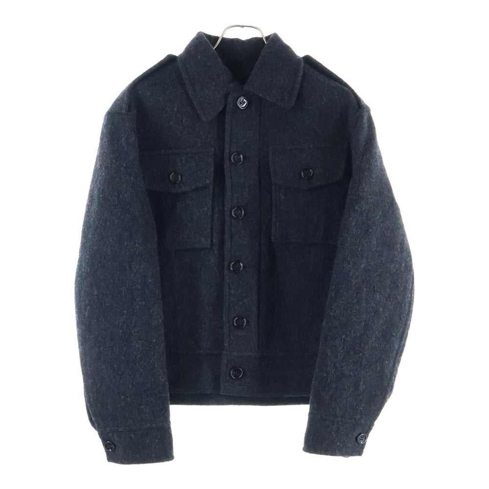 BURBERRY(バーバリー) ロゴボタン ウール ダブルフェイス ジャケット ブラック/チャコールグレー 8076745