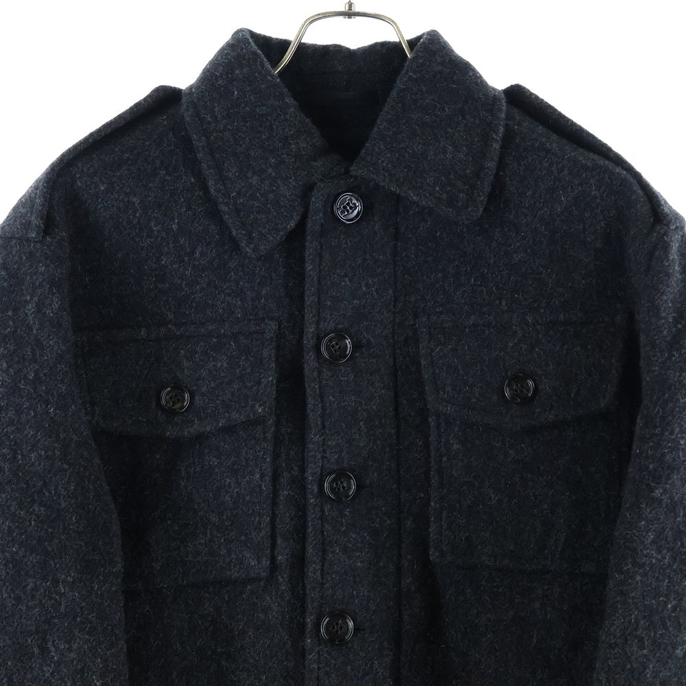 BURBERRY(バーバリー) ロゴボタン ウール ダブルフェイス ジャケット ブラック/チャコールグレー 8076745