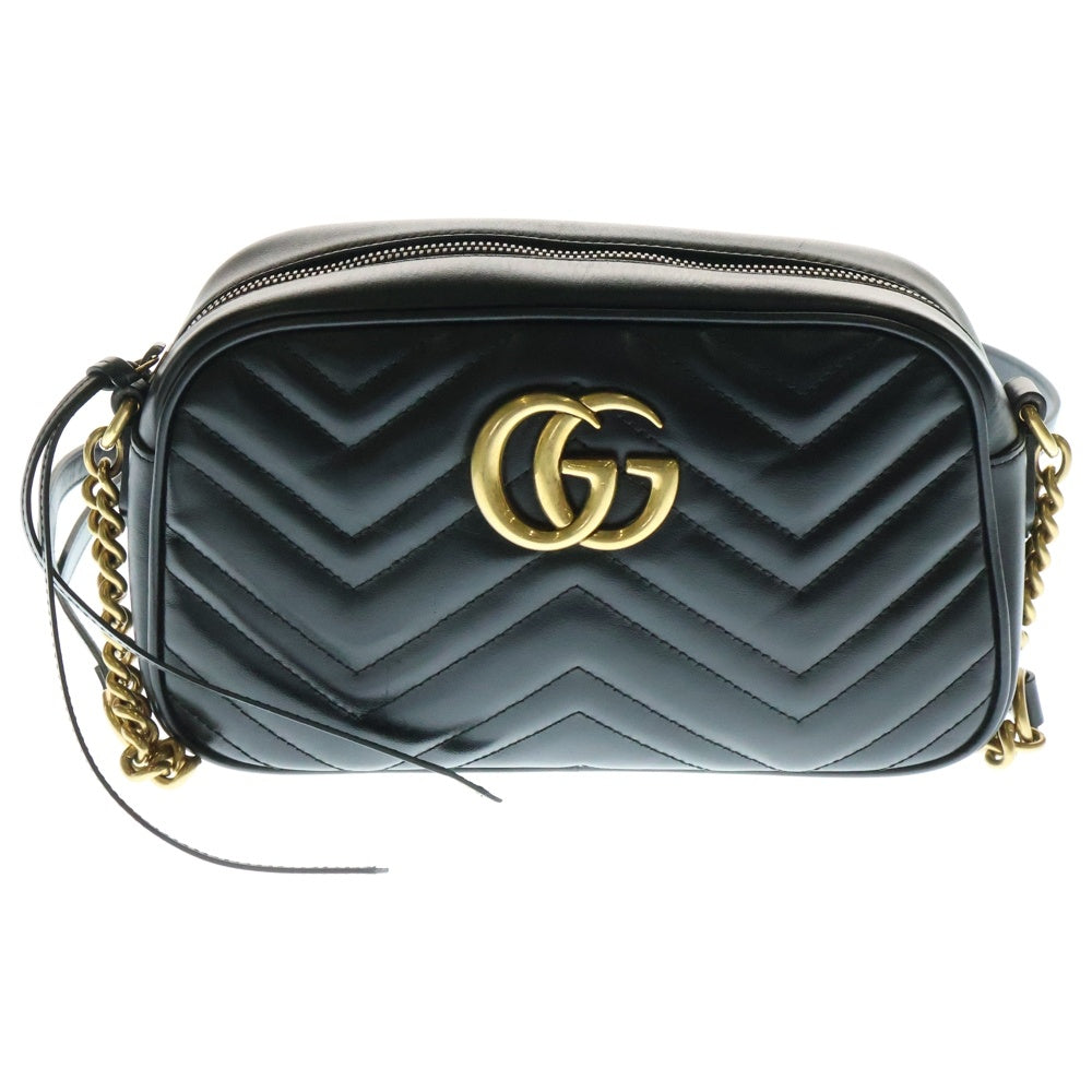 GUCCI(グッチ) GGマーモント キルティングレザーチェーンショルダーバッグ ブラック レディース 447632