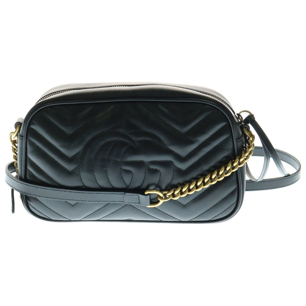 GUCCI(グッチ) GGマーモント キルティングレザーチェーンショルダーバッグ ブラック レディース 447632