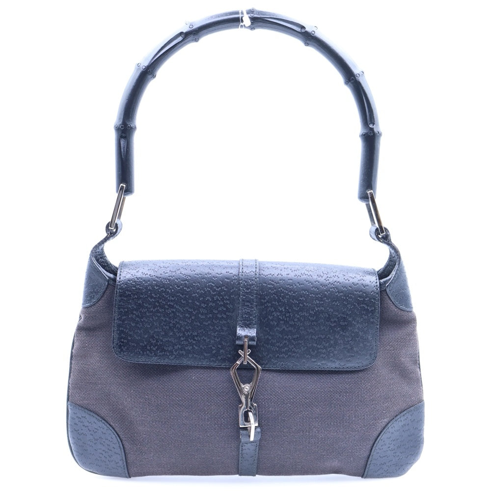 GUCCI(グッチ) ホースビット GGキャンバス ハンドバッグ ワンショルダーバッグ ブラック×ブラウン レザー×キャンバス シルバー金具 114913