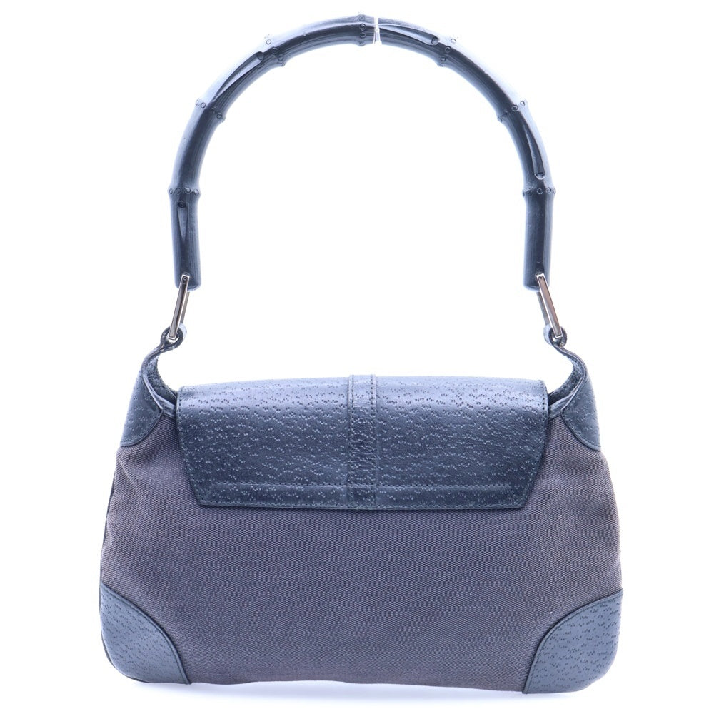 GUCCI(グッチ) ホースビット GGキャンバス ハンドバッグ ワンショルダーバッグ ブラック×ブラウン レザー×キャンバス シルバー金具 114913