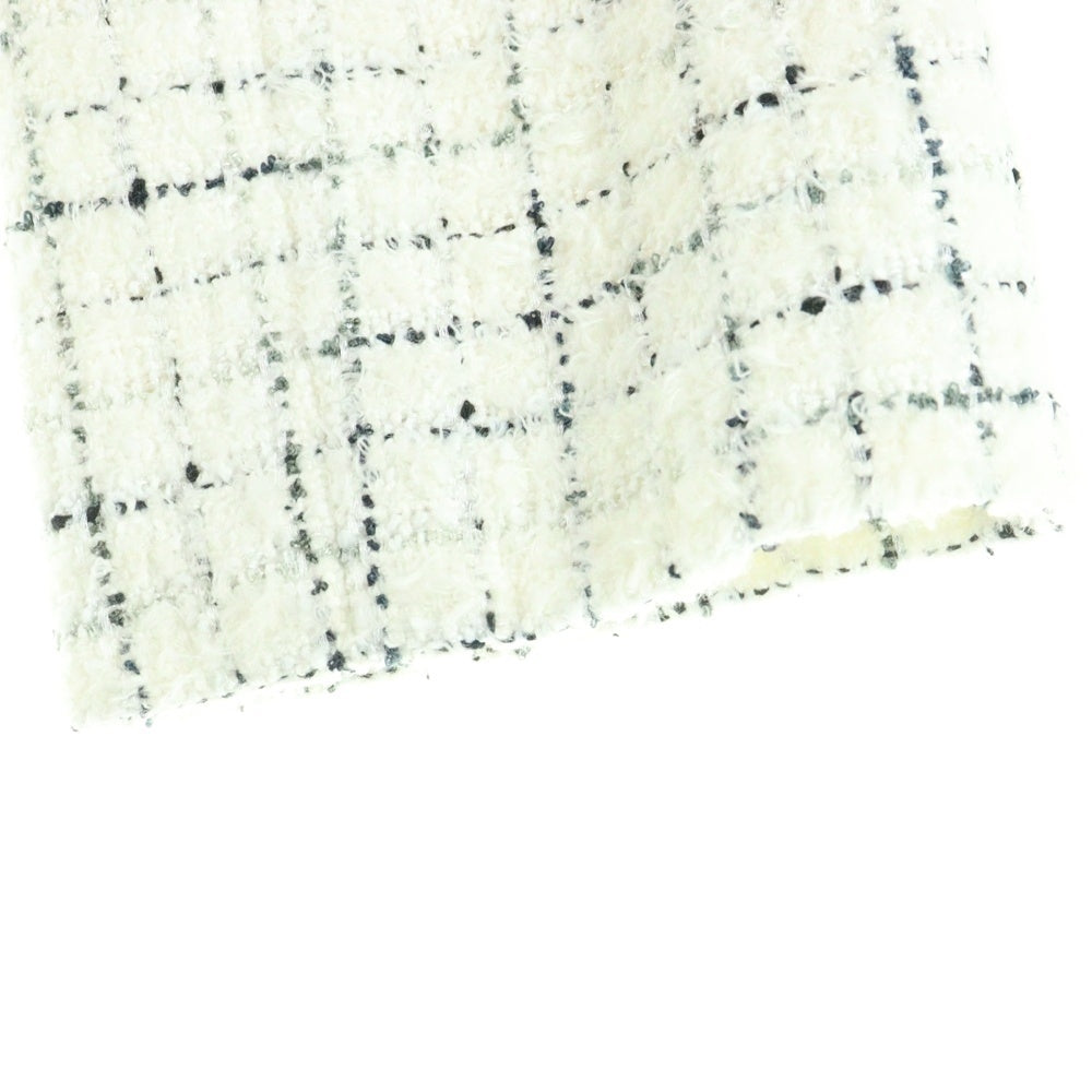 CHANEL(シャネル) ココマーク スパンコール ボタン チェック総柄 ラメツイード ジップアップ ジャケット ホワイト レディース P71201V62807