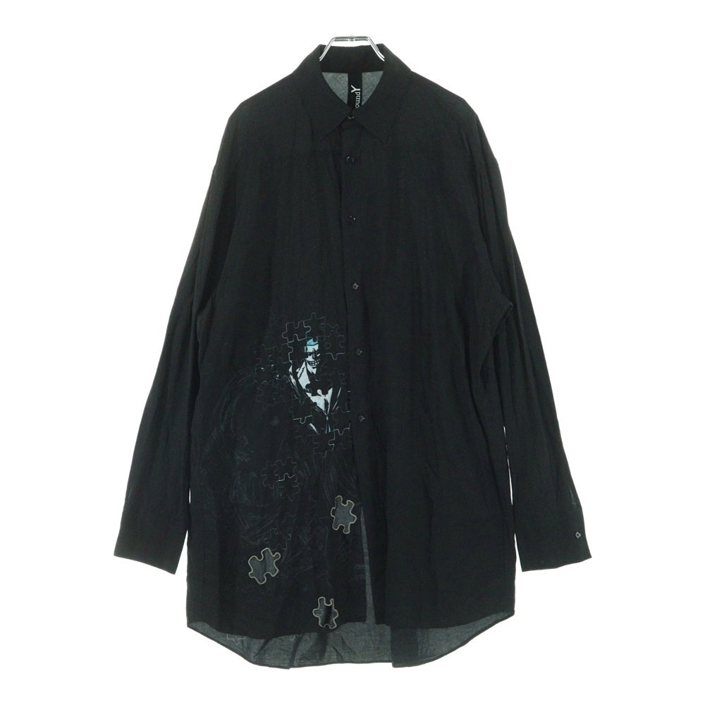 Ground Y(グラウンドワイ) 19AW ×ONE PIECE ワンピース フランキー グラフィックプリント ジグソーパズル カットアウト レーヨン ロング 長袖シャツ ブラック GC-B22-202