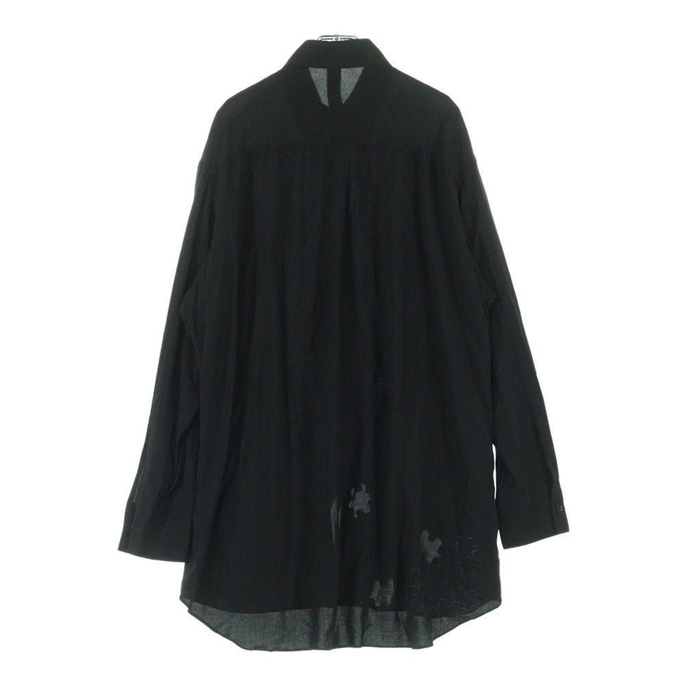 Ground Y(グラウンドワイ) 19AW ×ONE PIECE ワンピース フランキー グラフィックプリント ジグソーパズル カットアウト レーヨン ロング 長袖シャツ ブラック GC-B22-202