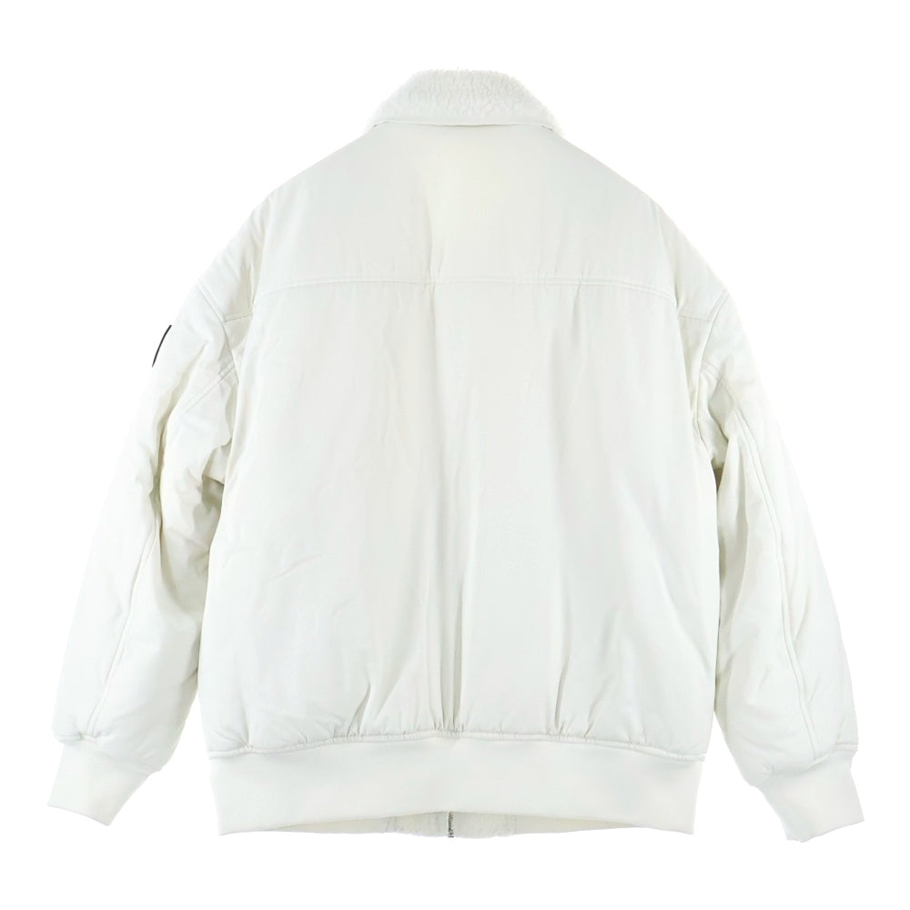 Calvin Klein Jeans(カルバンクラインジーンズ) ラバー ワッペンロゴ リバーシブル ナイロン ボア ジップアップ フライト ボンバージャケット ブルゾン ホワイト J3241123