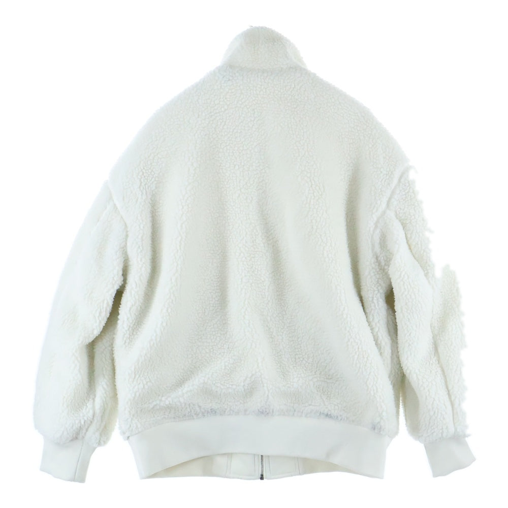 Calvin Klein Jeans(カルバンクラインジーンズ) ラバー ワッペンロゴ リバーシブル ナイロン ボア ジップアップ フライト ボンバージャケット ブルゾン ホワイト J3241123