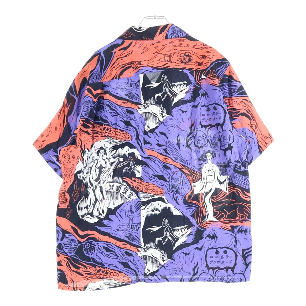 WACKO MARIA(ワコマリア) 21SS HAWAIIAN SHIRT S/S ホラー ゾンビ 総柄プリント レーヨン オープンカラー ハワイアン アロハ 半袖シャツ パープル