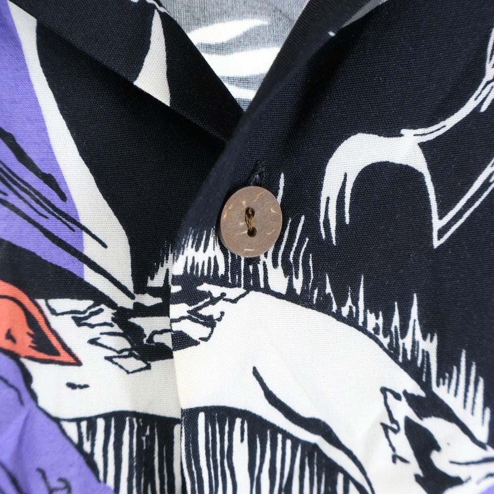 WACKO MARIA(ワコマリア) 21SS HAWAIIAN SHIRT S/S ホラー ゾンビ 総柄プリント レーヨン オープンカラー ハワイアン アロハ 半袖シャツ パープル