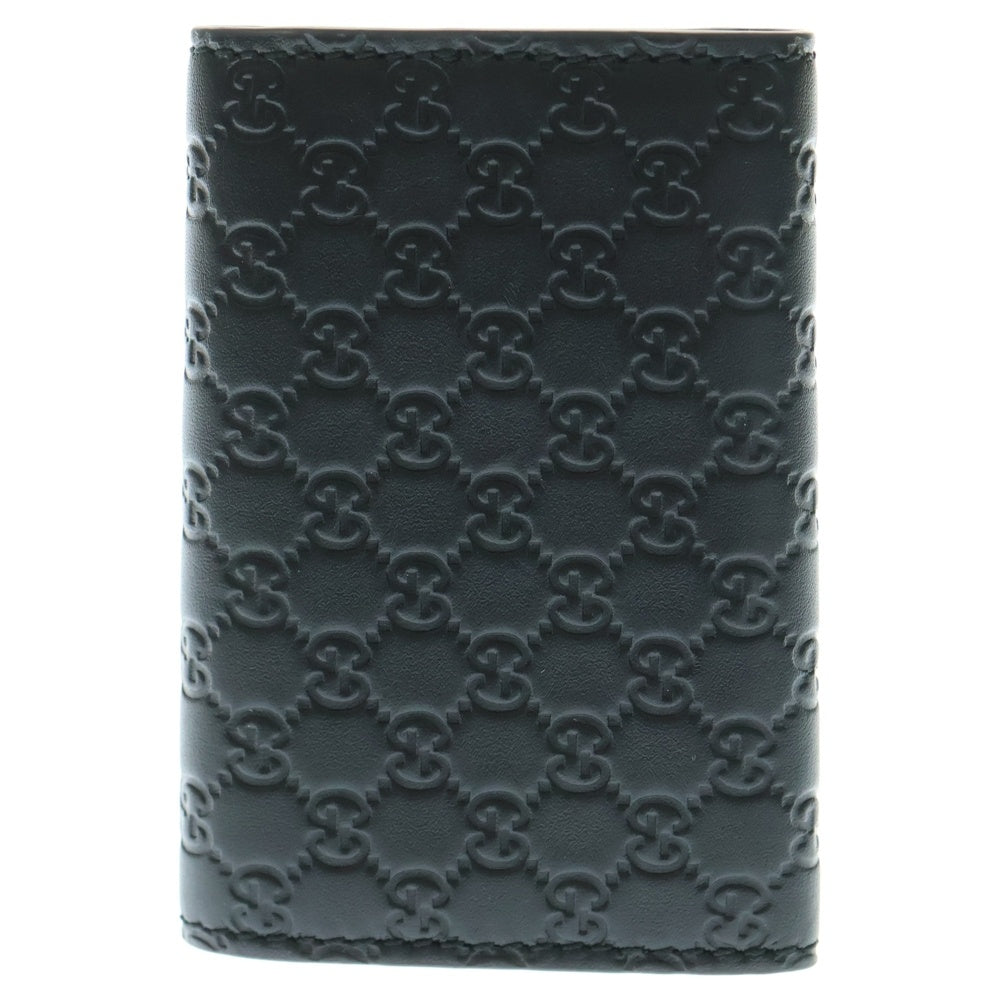 GUCCI(グッチ) グッチシマ キーケース キーリング バッグチャーム ブラック レザー 150402 シルバー金具