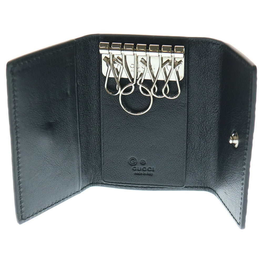 GUCCI(グッチ) グッチシマ キーケース キーリング バッグチャーム ブラック レザー 150402 シルバー金具