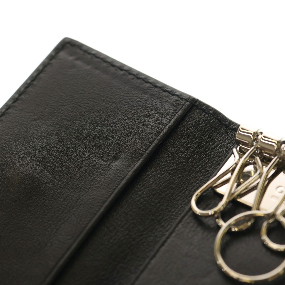 GUCCI(グッチ) グッチシマ キーケース キーリング バッグチャーム ブラック レザー 150402 シルバー金具