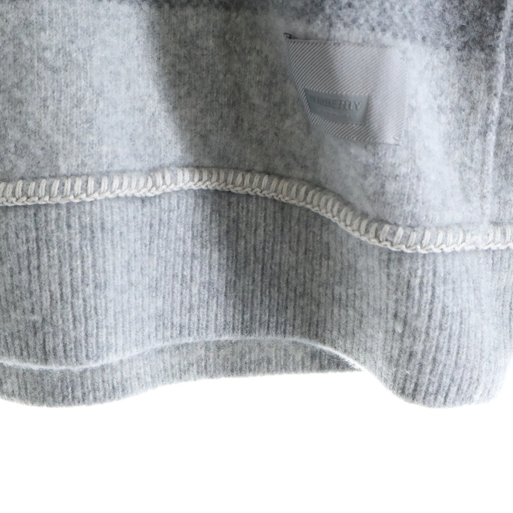 BURBERRY(バーバリー) 裾ロゴパッチ ステッチデザイン カシミヤ混 ウール タートルネック プルオーバー 長袖ニット セーター グレー 8046230