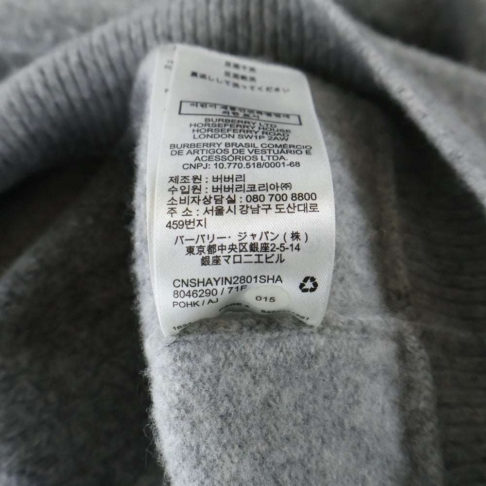 BURBERRY(バーバリー) 裾ロゴパッチ ステッチデザイン カシミヤ混 ウール タートルネック プルオーバー 長袖ニット セーター グレー 8046230