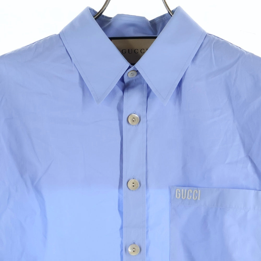 GUCCI(グッチ) 24SS エンブロイダリー コットンポプリン長袖シャツ ブルー 742715