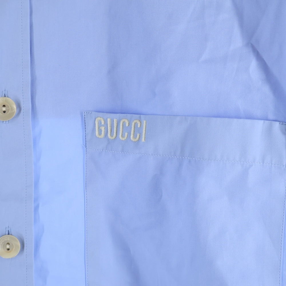 GUCCI(グッチ) 24SS エンブロイダリー コットンポプリン長袖シャツ ブルー 742715