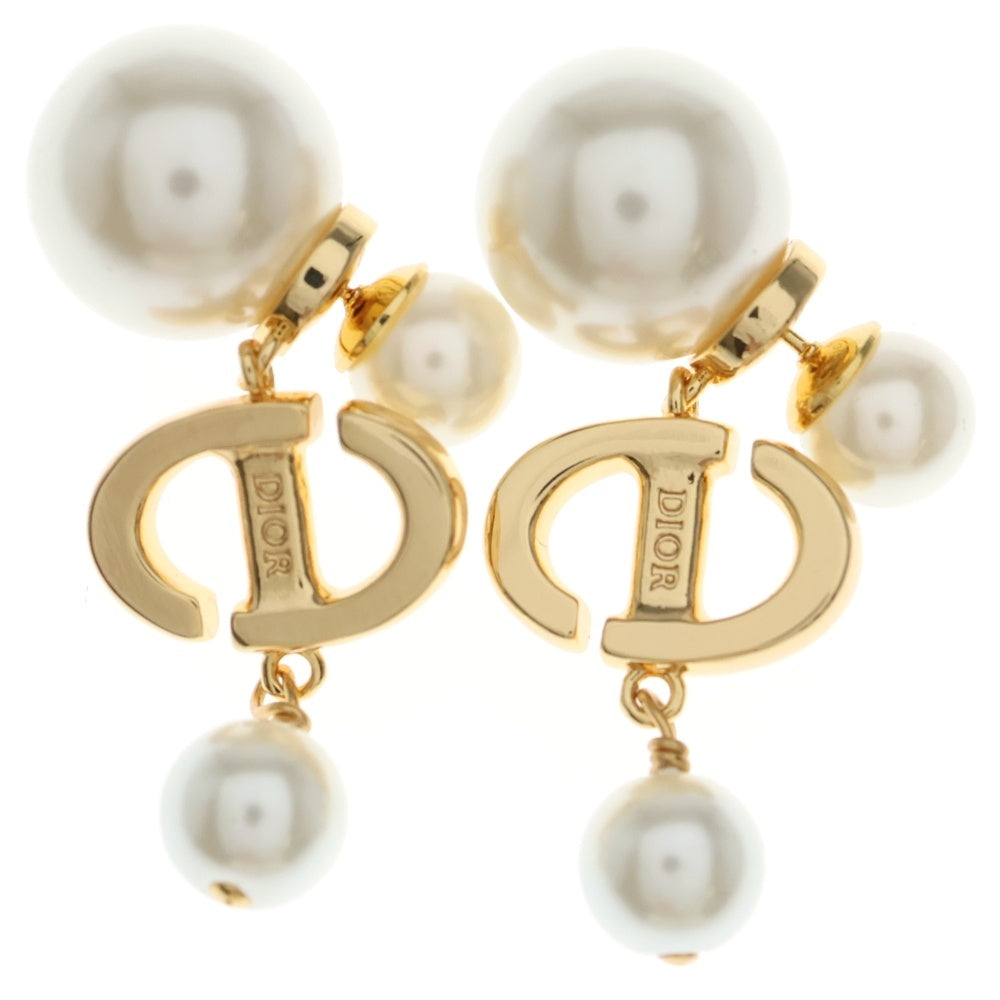 Christian Dior(クリスチャンディオール) CDパール ラインストーン ピアス ホワイト×ゴールド GP