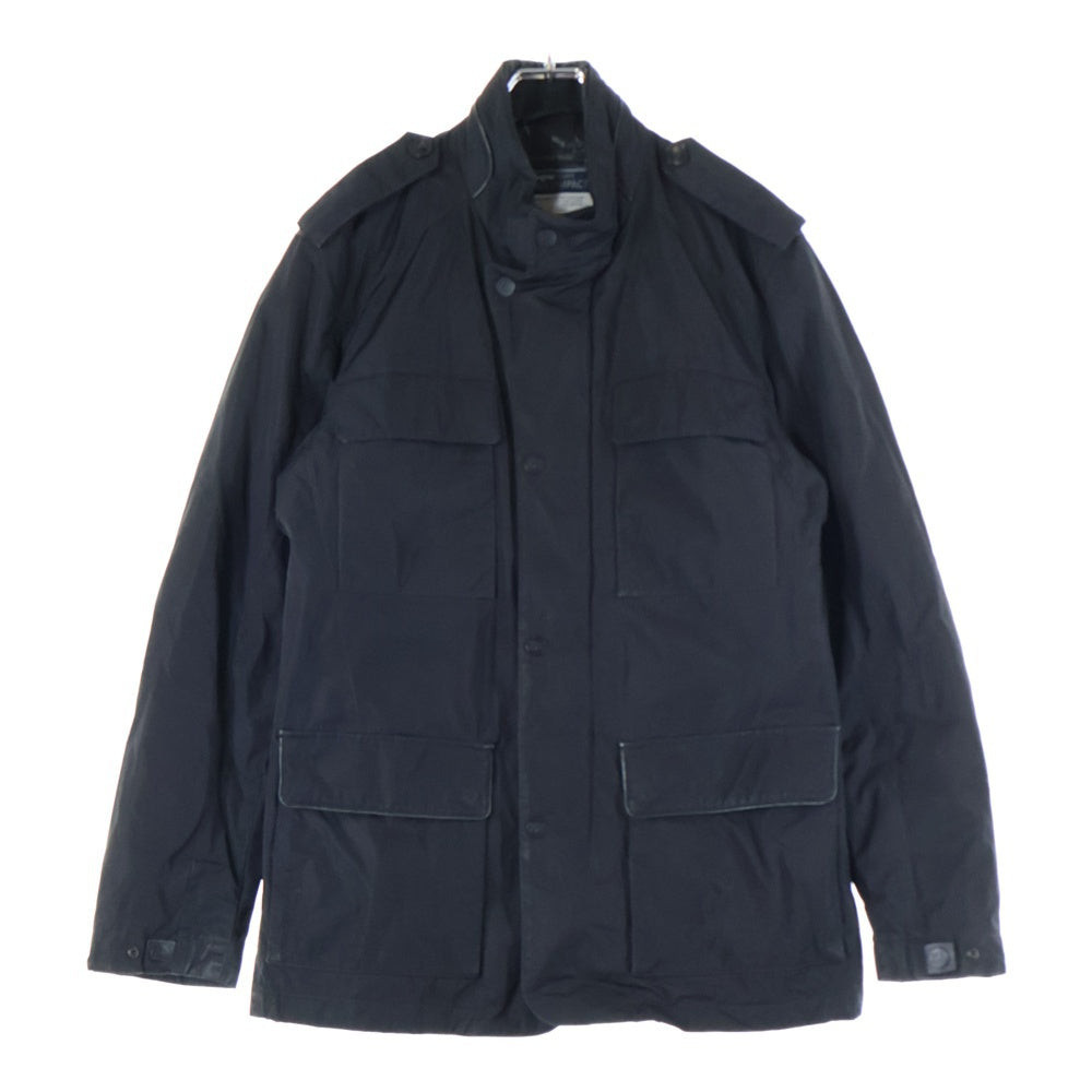 Zegna Sport(ゼニアスポーツ) HYDROCOMPACT ハイドロコンパクト レザーパイピング マルチポケット ジップアップ ナイロン 中綿 ジャケット ブラック