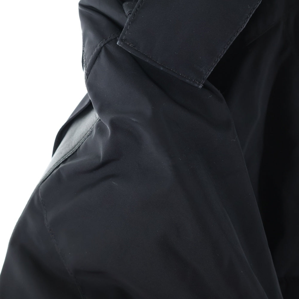 Zegna Sport(ゼニアスポーツ) HYDROCOMPACT ハイドロコンパクト レザーパイピング マルチポケット ジップアップ ナイロン 中綿 ジャケット ブラック