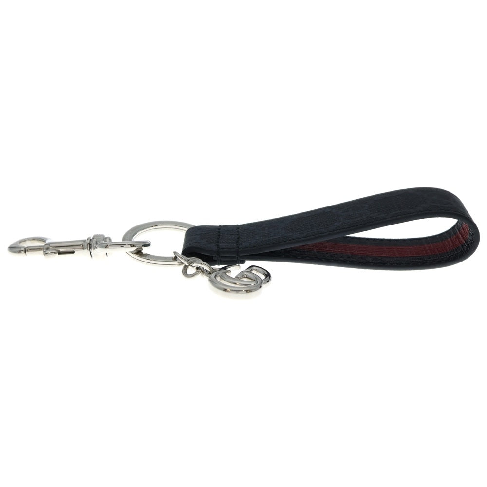 GUCCI(グッチ) GGスプリーム ダブルG キーリング キーホルダー ブラック PVC 817305? レディース