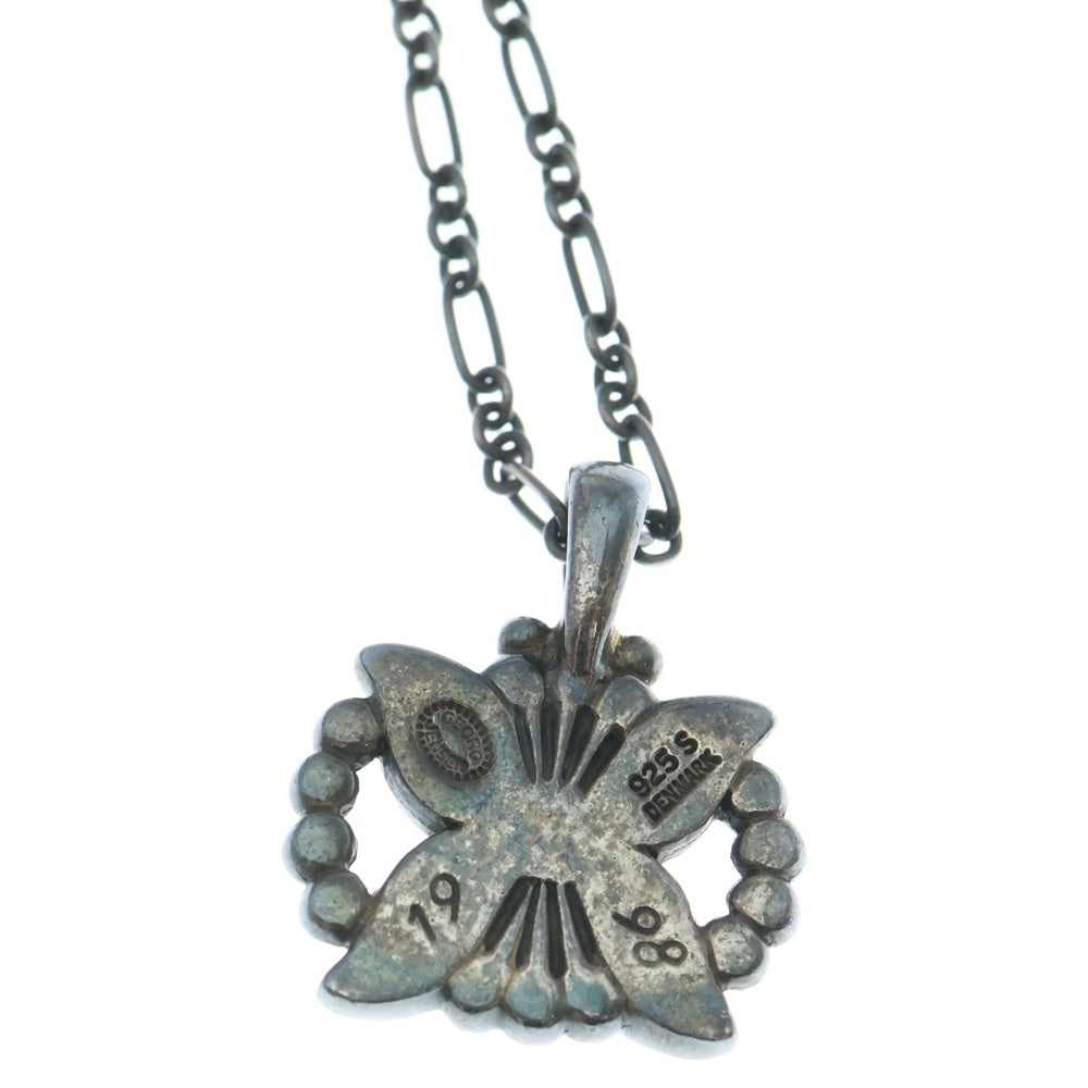 Georg Jensen(ジョージジェンセン) フラワーモチーフ ラピスラズリ チェーン ネックレス ペンダント シルバー/ブルー レディース