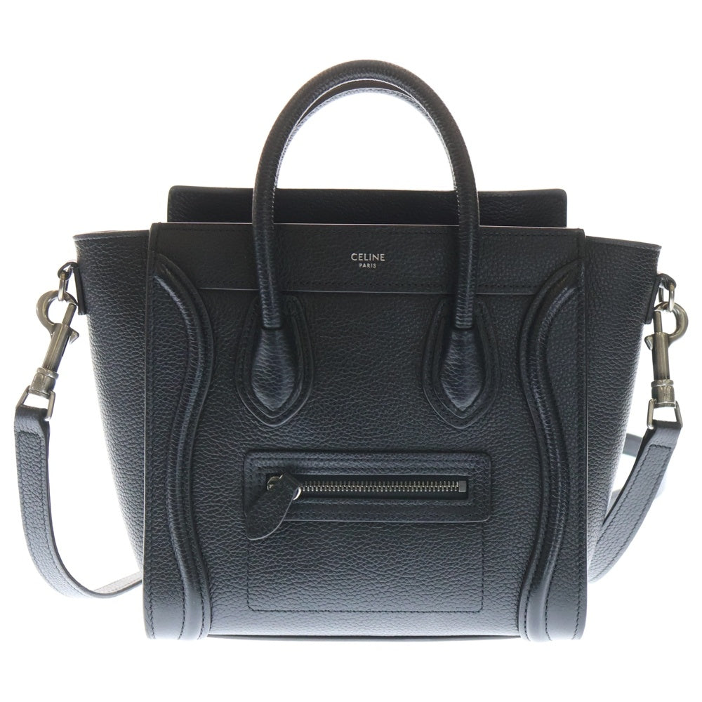 CELINE(セリーヌ) ラゲージ ナノ 2WAYハンドバッグ ショルダーバッグ トートバッグ ブラック レザー シルバー金具 レディース