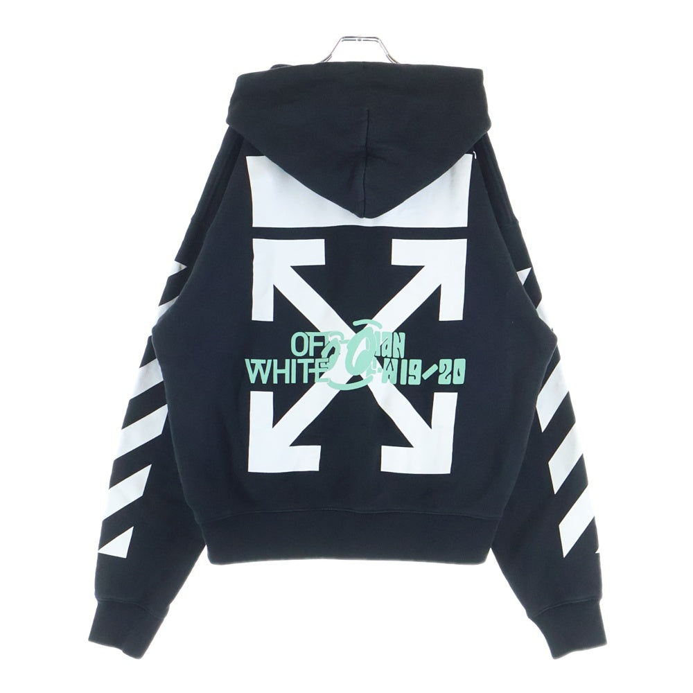 OFF-WHITE(オフホワイト) 19AW Diag Waterfall Over Hoodie ダイアグ ウォーター プルオーバープリントパーカー ブラック OMBB037E19E30015