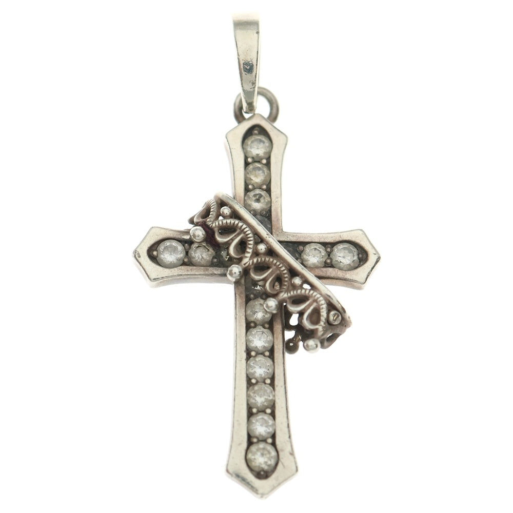Justin Davis(ジャスティンデイヴィス) CROSS with CROWN/STONE クラウンウィズクロス ジルコニア ペンダントトップ シルバー ネックレストップ SPJ122 レディース