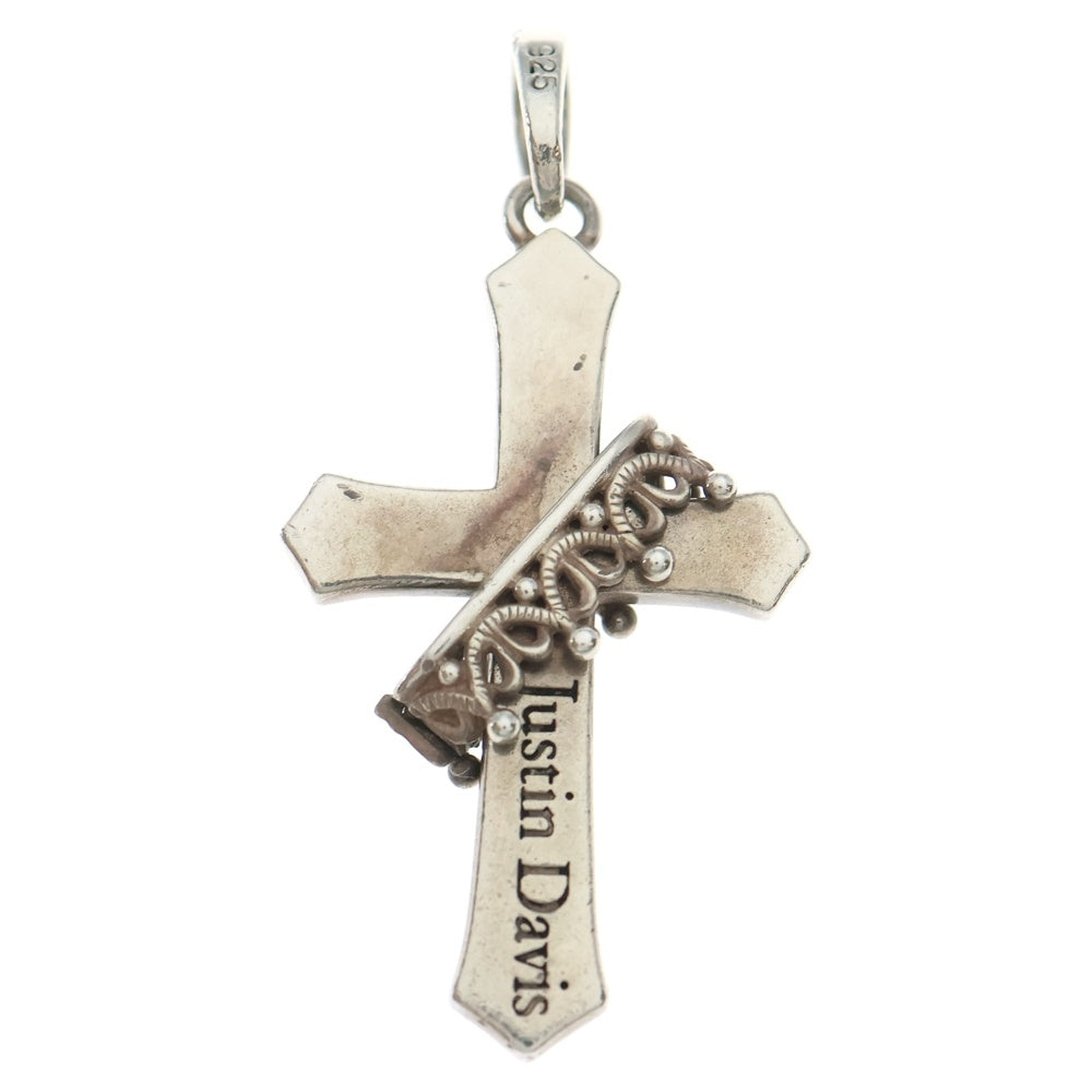Justin Davis(ジャスティンデイヴィス) CROSS with CROWN/STONE クラウンウィズクロス ジルコニア ペンダントトップ シルバー ネックレストップ SPJ122 レディース