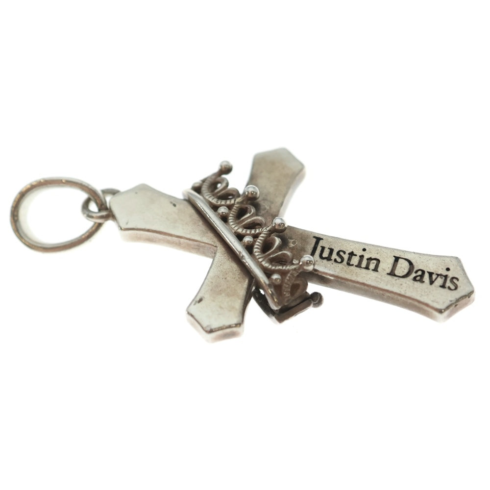 Justin Davis(ジャスティンデイヴィス) CROSS with CROWN/STONE クラウンウィズクロス ジルコニア ペンダントトップ シルバー ネックレストップ SPJ122 レディース